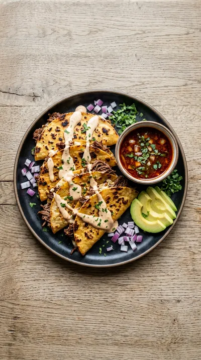 Spicy Ranch Birria Quesadillas - cooking process