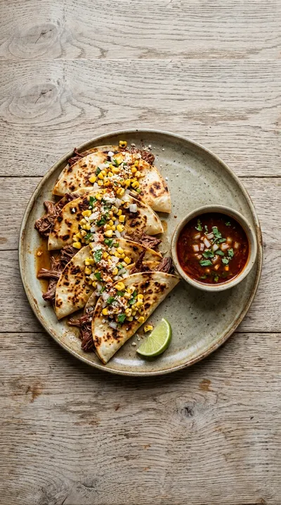 Street Corn Birria Quesadillas - cooking process