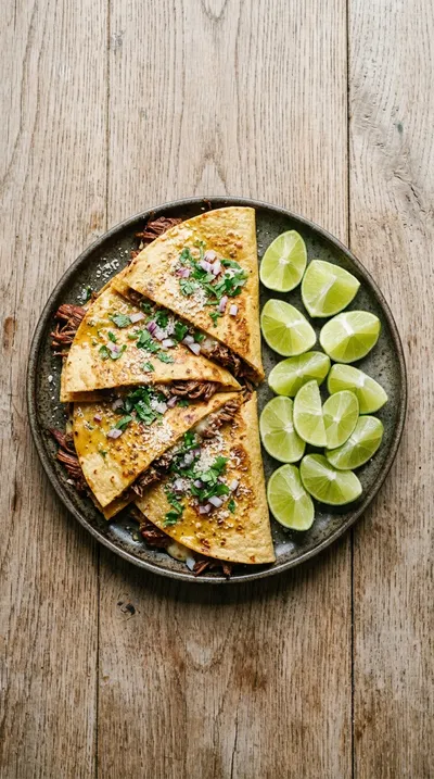 Garlic Parmesan Birria Quesadillas - cooking process