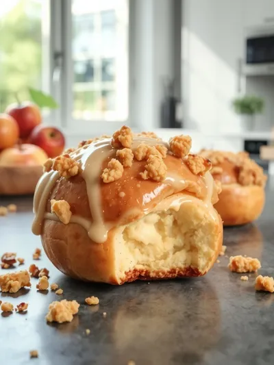 Apple Cheesecake Buns with Crumble Topping