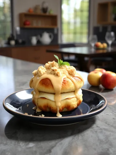 Apple Cheesecake Buns with Crumble Topping - ready to serve