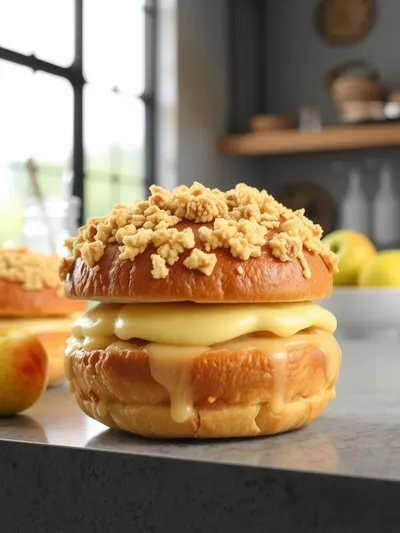 Apple Cheesecake Buns with Crumble Topping