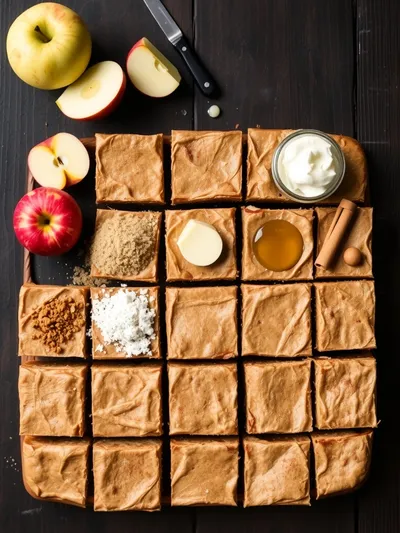 Apple Cinnamon Blondies with Maple Cream Cheese Frosting - ingredients preparation