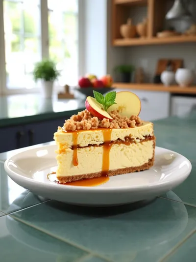 Apple Crumble Cheesecake - ready to serve