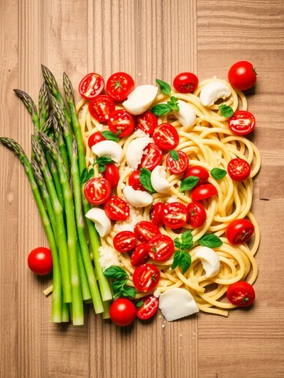 Asparagus Tomato Pasta – Easy Fresh Pasta Recipe - ingredients preparation