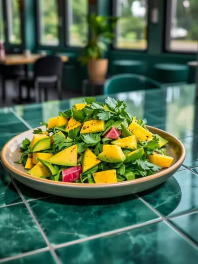 Avocado Mango Salad with Zesty Lime Dressing - ready to serve