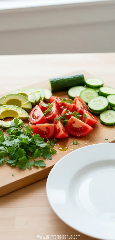 Avocado Tomato Cucumber Salad - cooking process