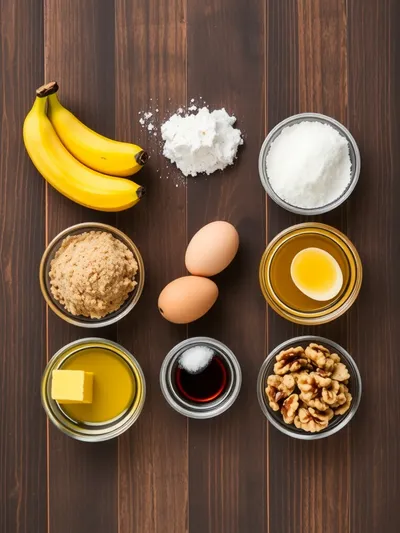 One Bowl Moist Banana Bread - ingredients preparation