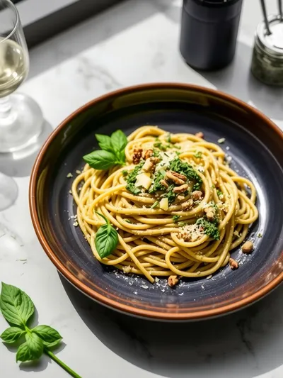 Basil Brown Butter Zucchini Pasta with Sage Pesto - cooking process