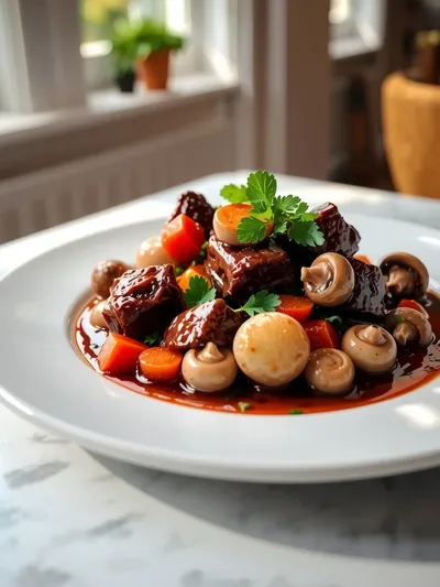 Classic Beef Bourguignon Recipe - ready to serve