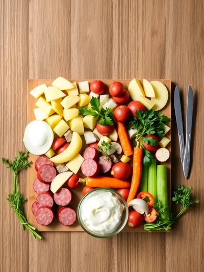 Beef Sausage Potato Soup – Hearty Comfort Meal - ingredients preparation