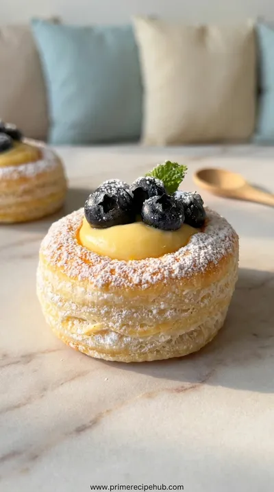 Blueberry Pastry Rings With Vanilla Cream Filling