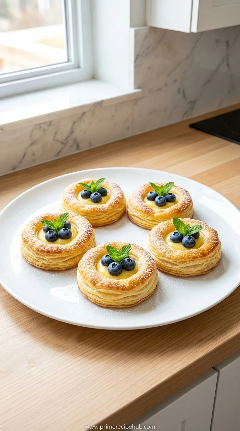 Blueberry Pastry Rings with Vanilla Cream Filling - feature image