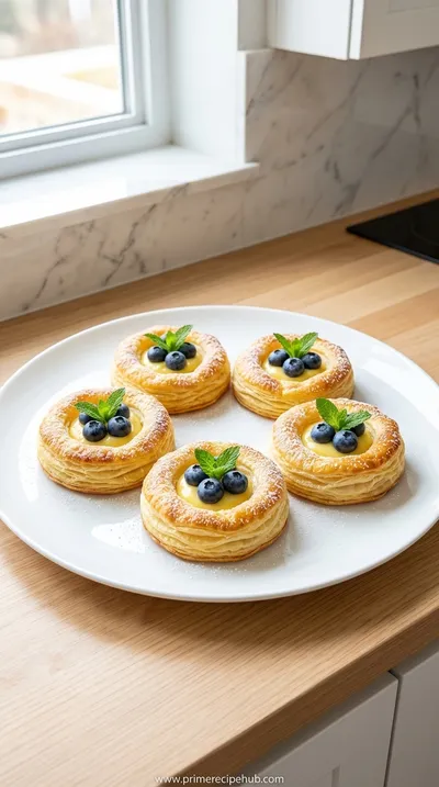 Blueberry Pastry Rings with Vanilla Cream Filling