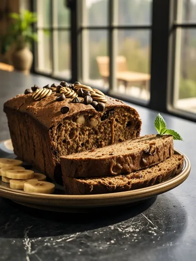 Brown Butter Chocolate Chip Banana Bread - ready to serve