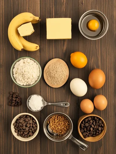 Brown Butter Chocolate Chip Banana Bread - ingredients preparation