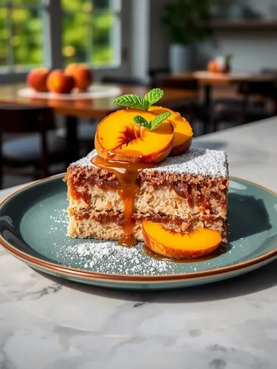 Easy Brown Sugar Peach Cake - ready to serve