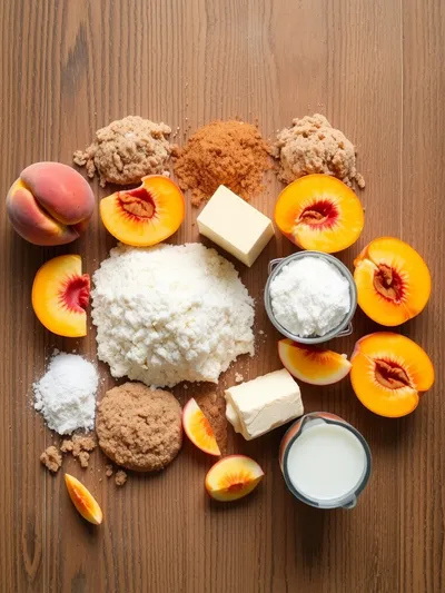 Easy Brown Sugar Peach Cake - ingredients preparation