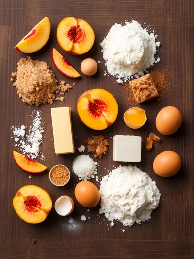 Brown Sugar Peach Cake - ingredients preparation