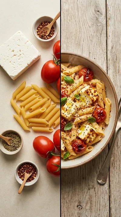 Creamy Baked Feta Pasta - ready to serve