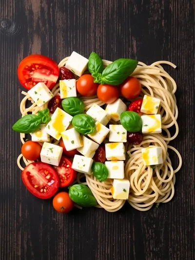 Caprese Pasta Salad - ingredients preparation
