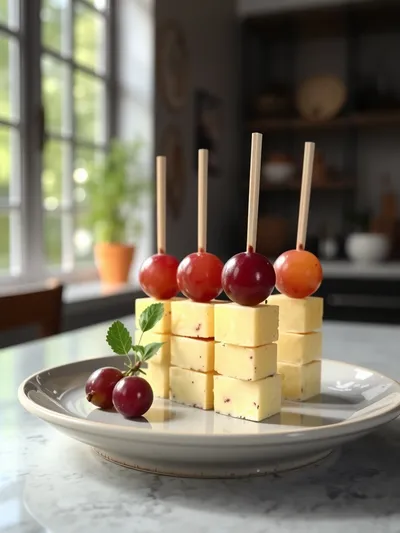 Cheese and Grape Skewers - ready to serve