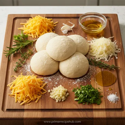 Cheesy Garlic Herb Sourdough Rolls - ingredients preparation