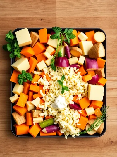 Cheesy Root Vegetable Gratin - ingredients preparation