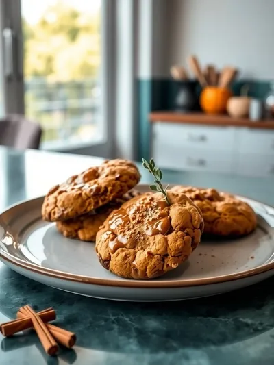 Chewy Pumpkin Spice Cookies with Brown Butter & Molasses - ready to serve