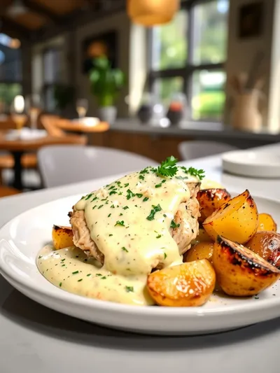 Chicken and Potatoes with Garlic Parmesan Cream Sauce - cooking process