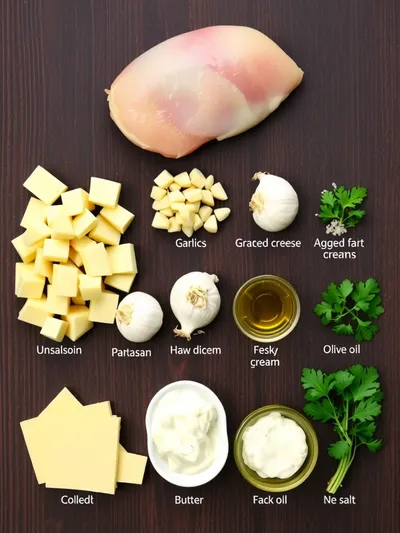 Chicken and Potatoes with Garlic Parmesan Cream Sauce - ingredients preparation