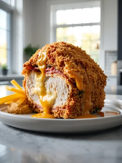 Crispy Chicken Cordon Bleu with Dijon Sauce