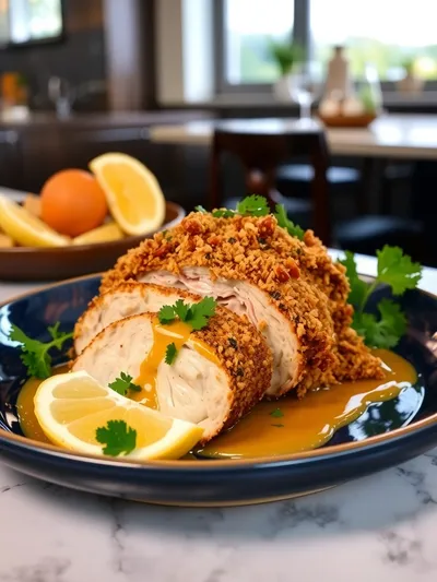 Crispy Chicken Cordon Bleu with Dijon Sauce - ready to serve