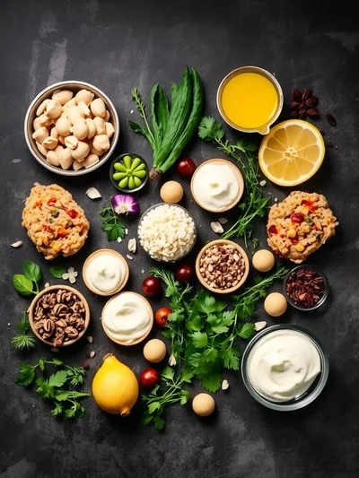 Chicken Kofta With Creamy Garlic Yogurt Sauce - ingredients preparation