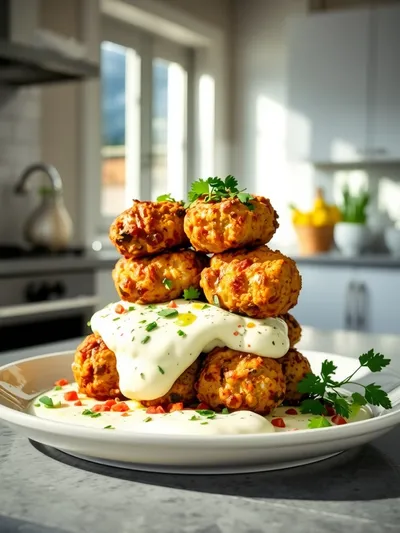 Chicken Kofta with Creamy Garlic Yogurt Sauce