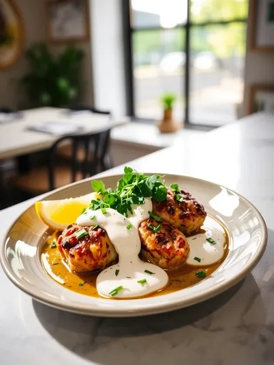 Chicken Kofta With Creamy Garlic Yogurt Sauce - ready to serve