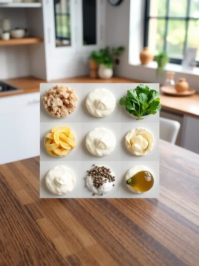 Chicken Kofta with Creamy Garlic Yogurt Sauce - ingredients preparation