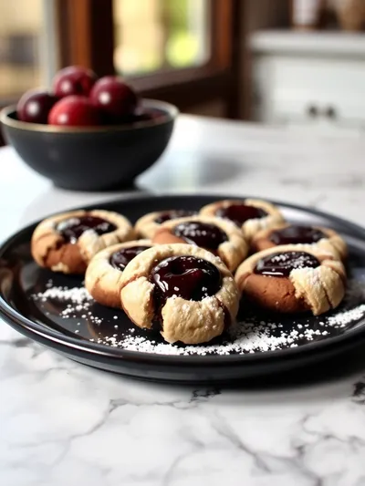 Chocolate Thumbprint Cookies - cooking process