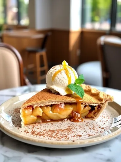 Cinnamon Apple Pie à la Mode - ready to serve