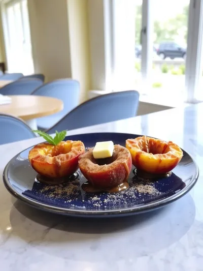 Cinnamon Sugar Baked Peaches - ready to serve