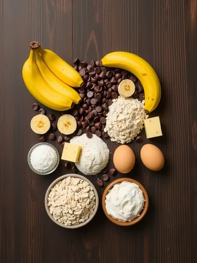 Classic Chocolate Chip Banana Bread - ingredients preparation