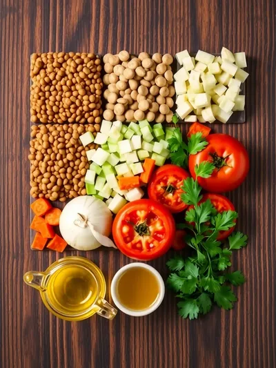 Classic Lentil Soup - ingredients preparation