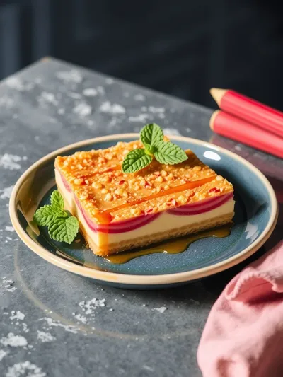 Classic Rhubarb Custard Bars - ready to serve