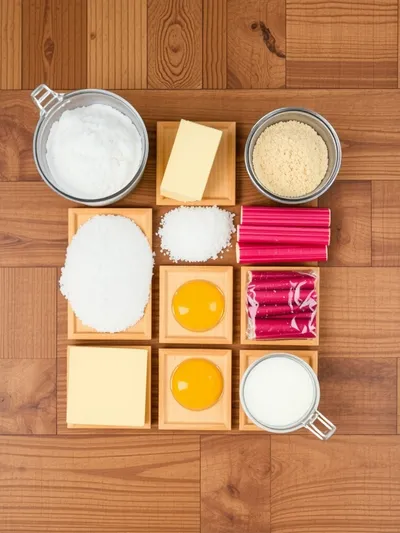 Classic Rhubarb Custard Bars - ingredients preparation