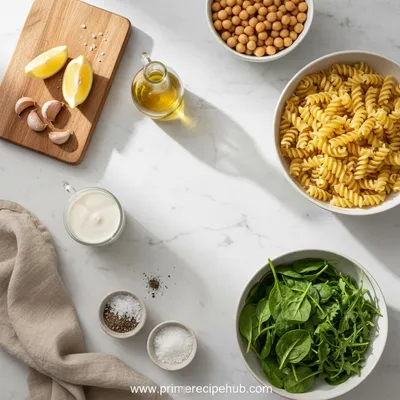 Creamy Chickpea and Spring Greens Pasta - cooking process