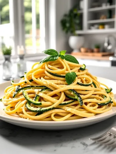 Creamy Lemon Basil Zucchini Pasta