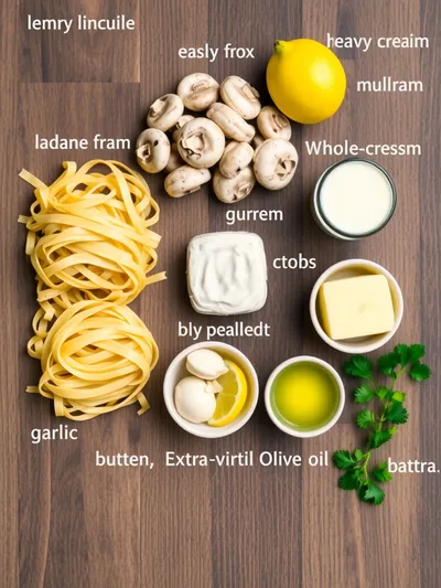 Creamy Lemon Mushroom Pasta - ingredients preparation