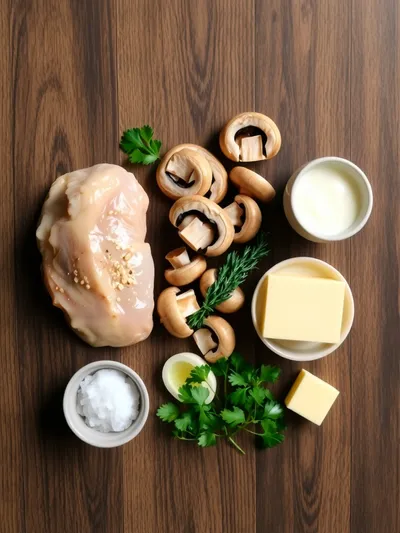 Creamy Mushroom Chicken - ingredients preparation