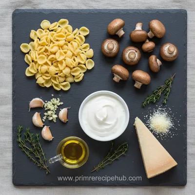 Creamy Mushroom Orecchiette Pasta - cooking process