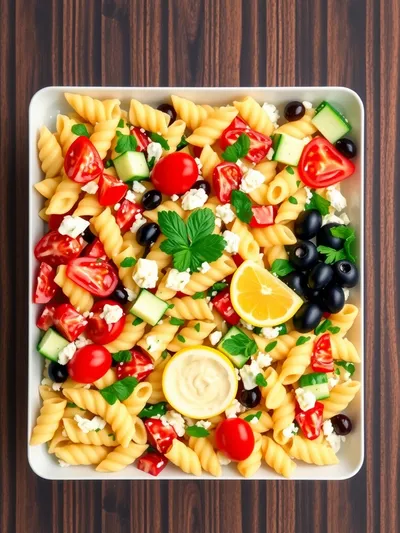 Ultimate Creamy Pasta Salad - ingredients preparation